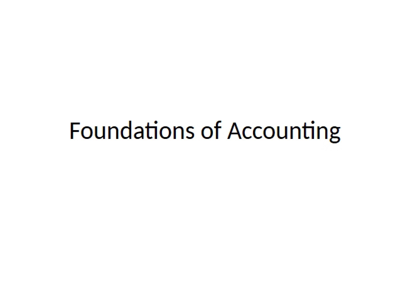 Introduction to the Foundations of Accounting