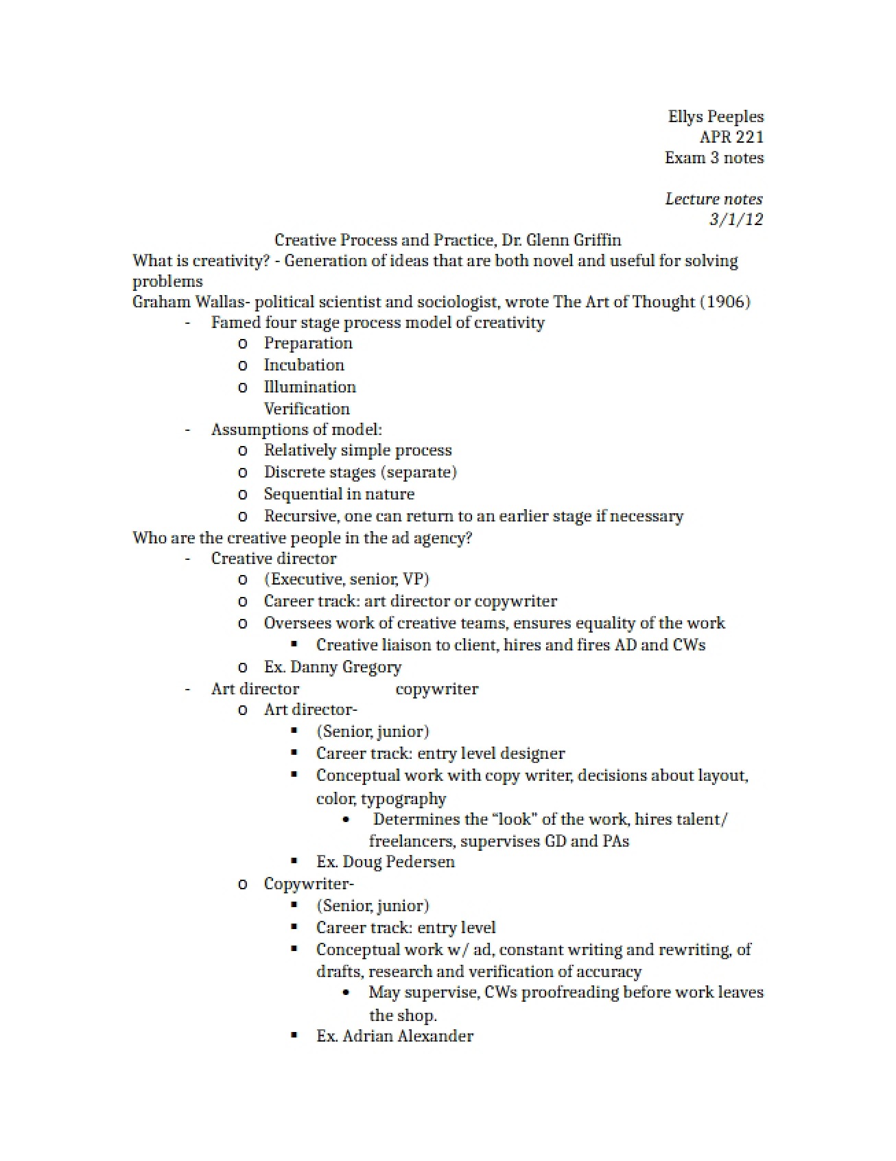 Notes for Exam 3 (APR 221)