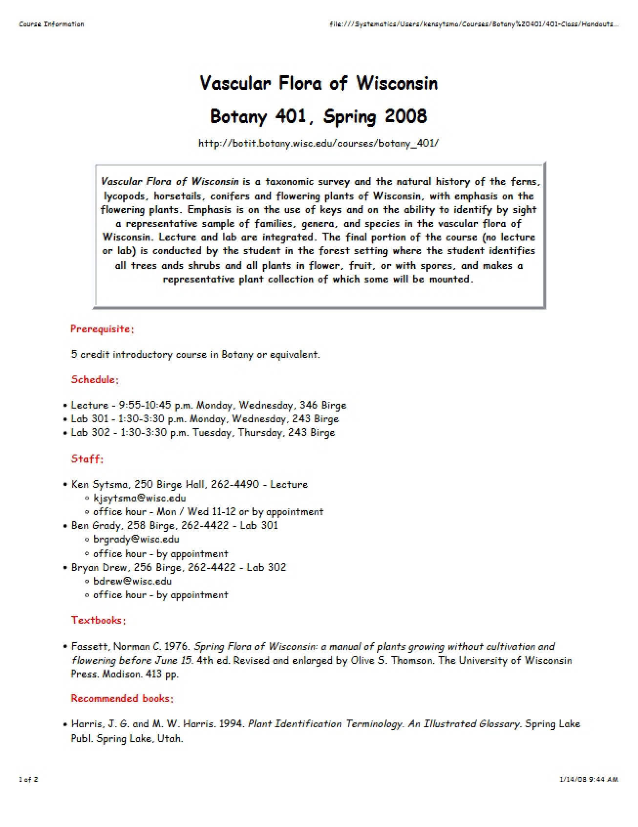 Course Syllabus