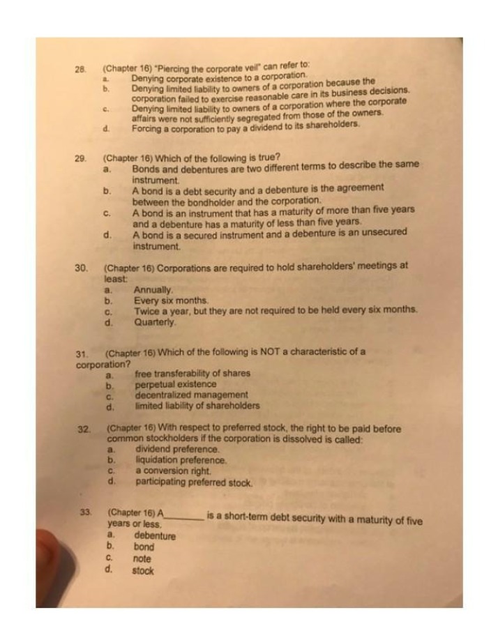 Quiz for Chapter 16