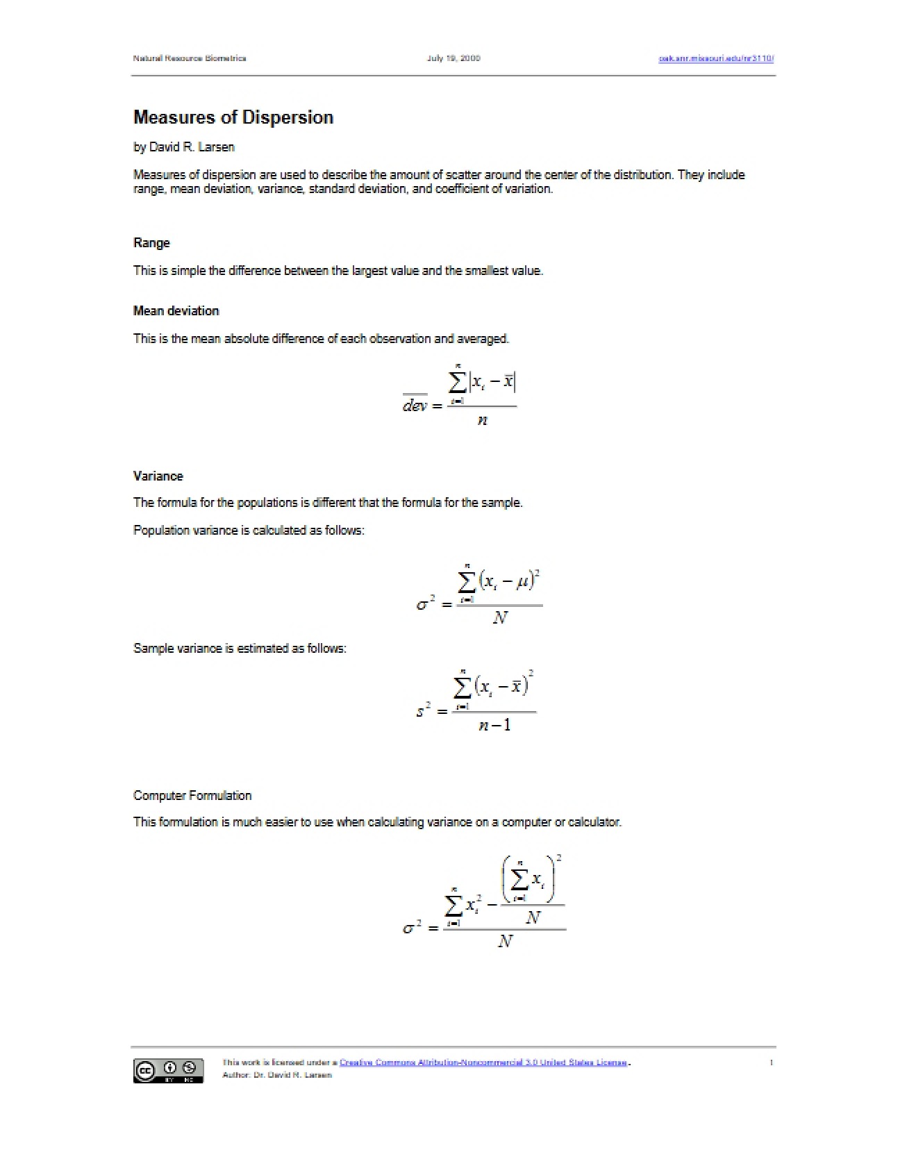 Dispersion Measurement