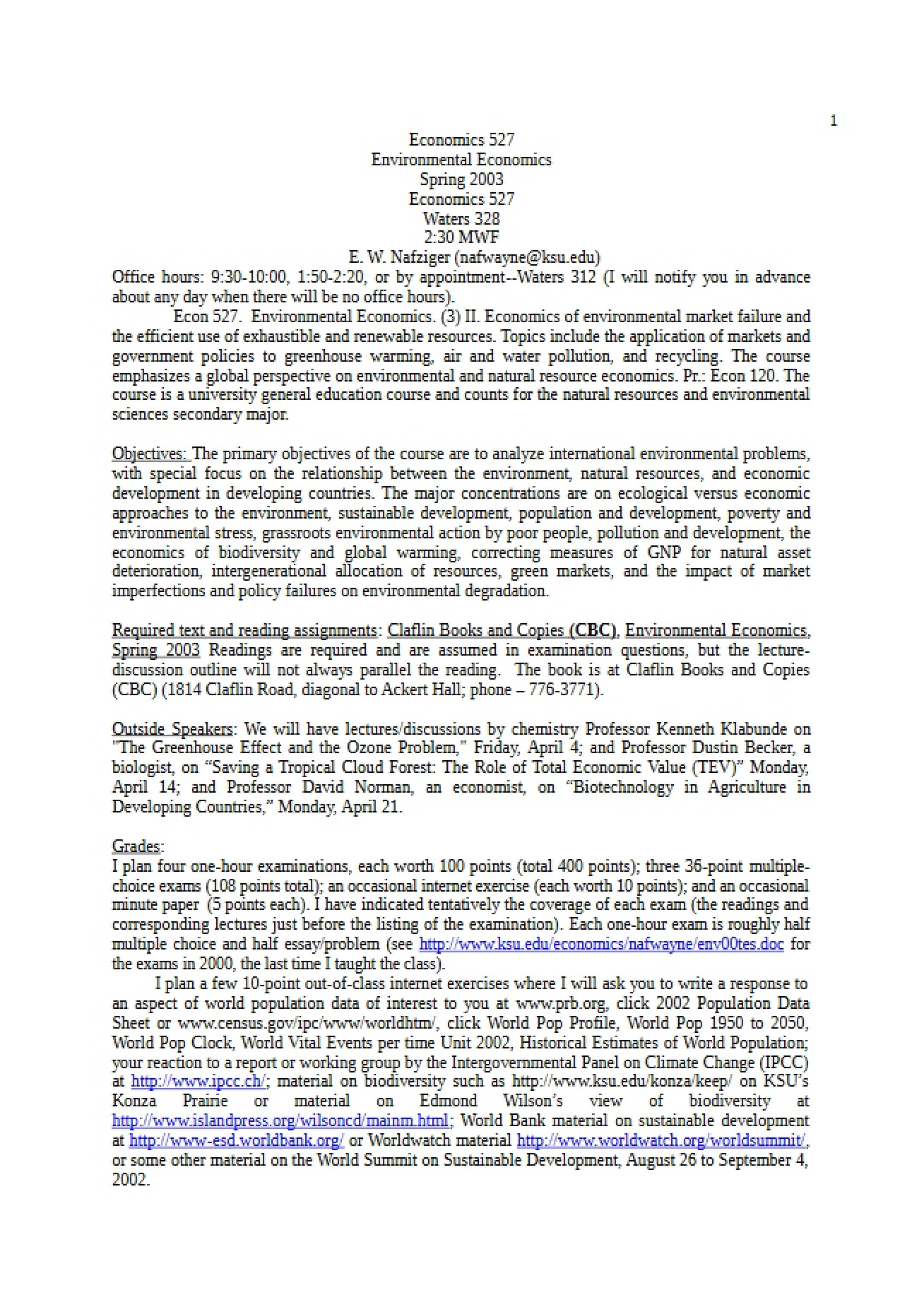 Introduction to the Field of Environmental Economics