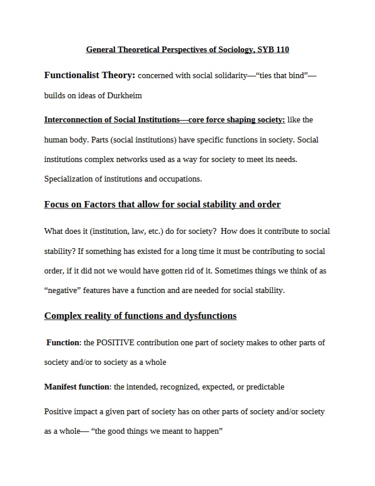 Sociological Perspectives General Theory