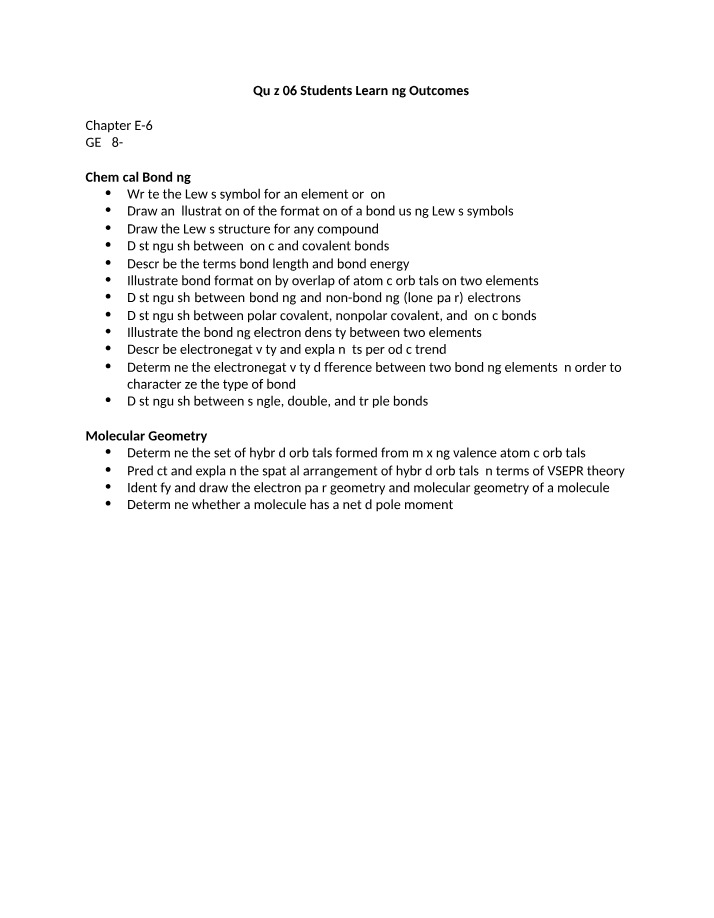 Chemical Bonding and Molecular Geometry Quiz 06