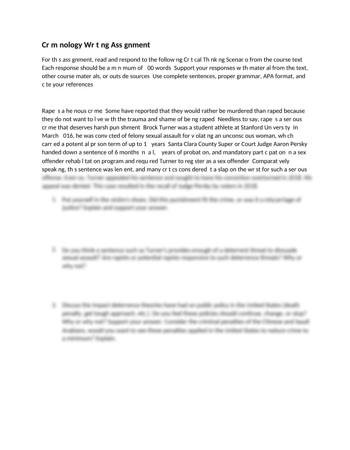 Writing Assignment 2 for Criminology