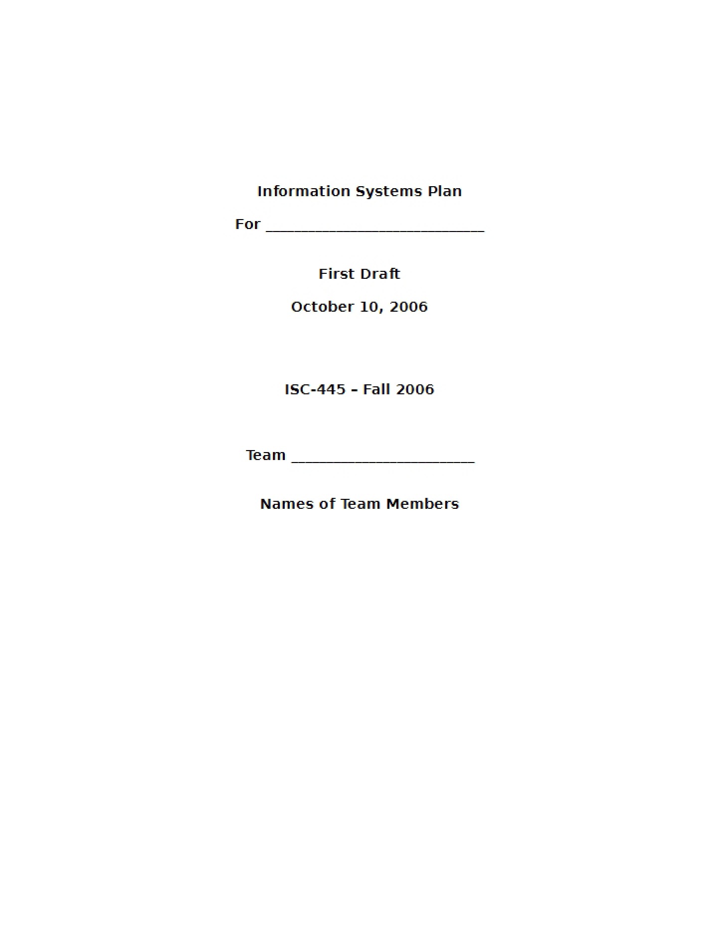Planning for Information Systems