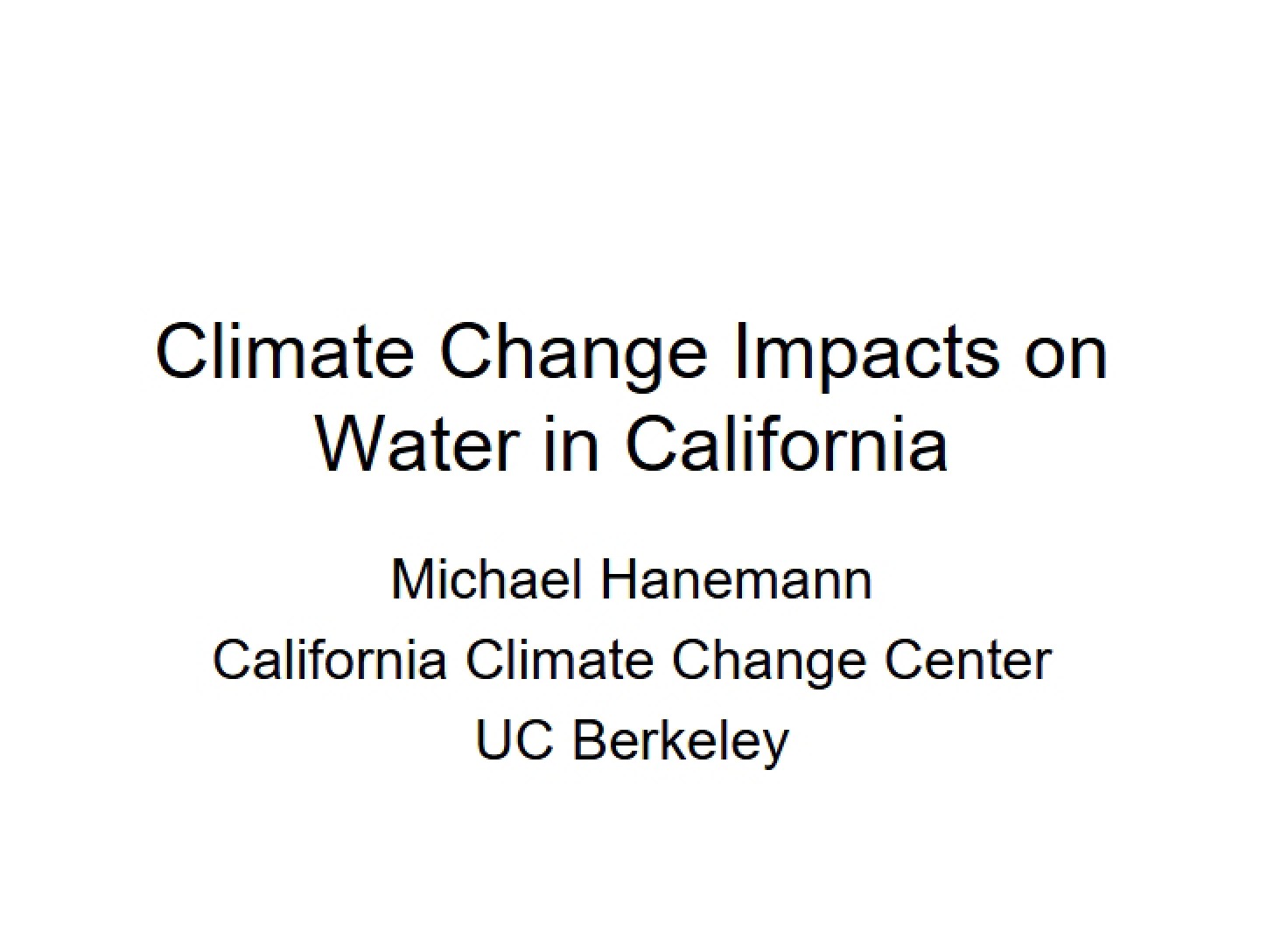 California Water Climate Change Effects