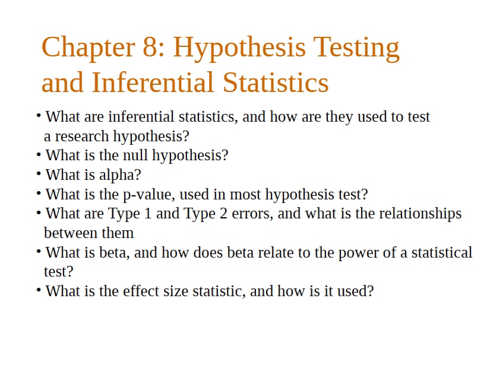 Testing Hypotheses and Stats