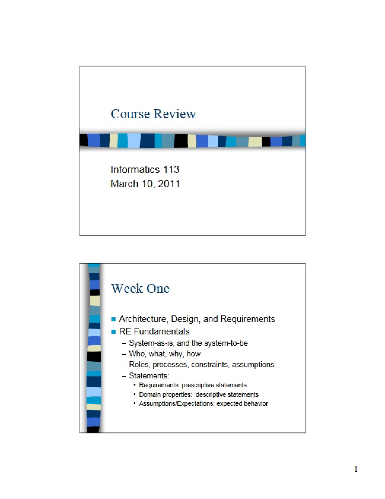 Review of ICS 113 Course