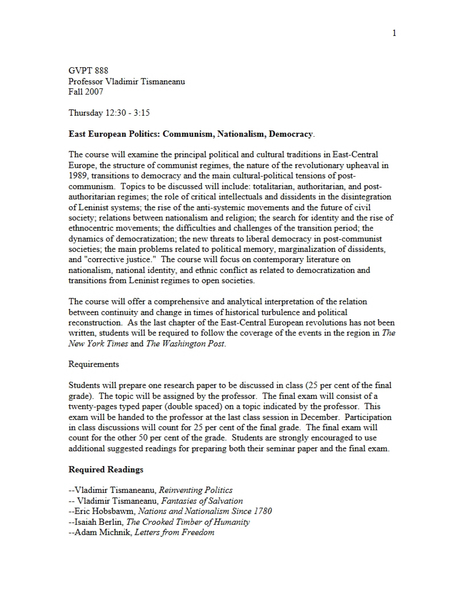 African Politics Seminar Syllabus