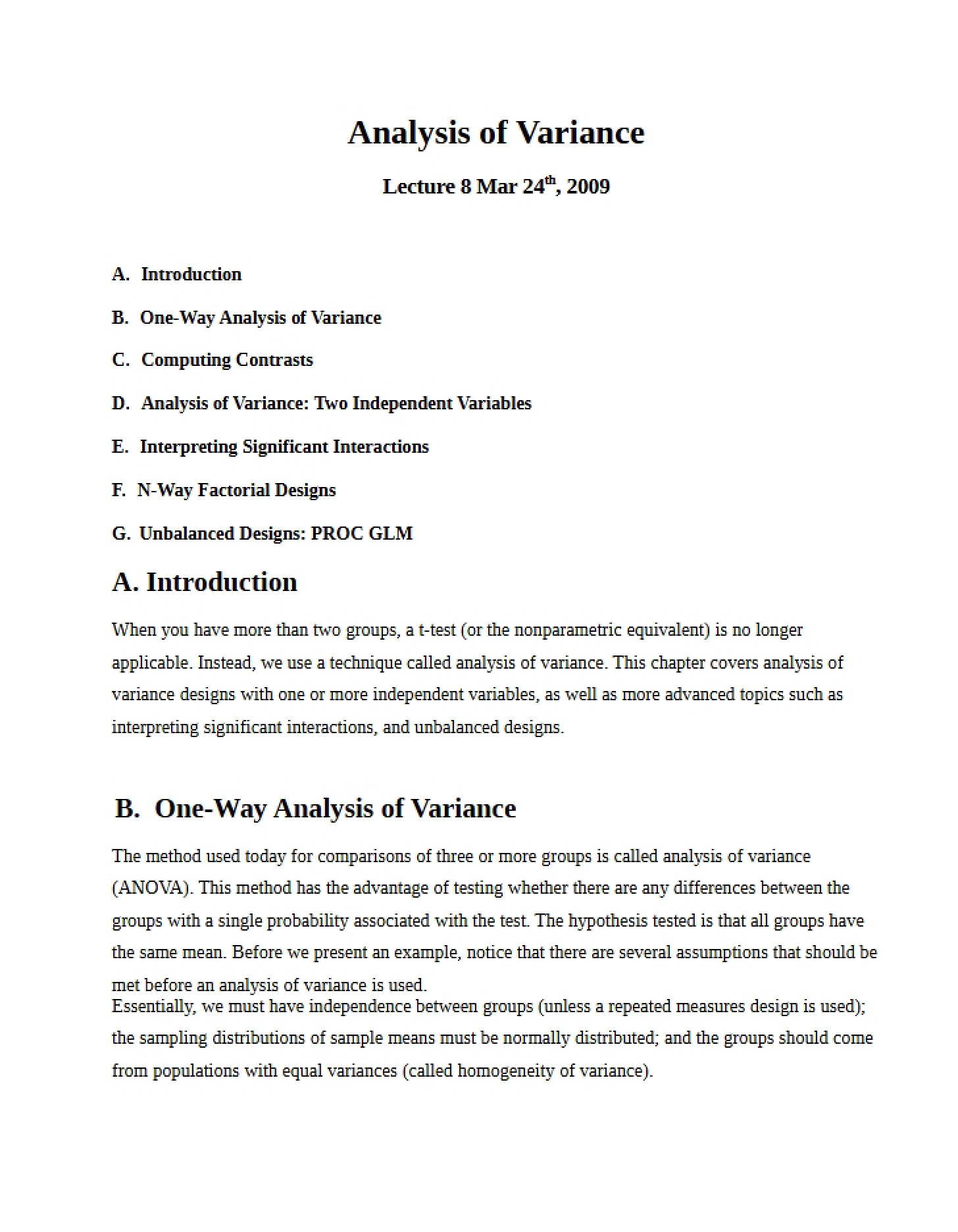 Variance Analysis