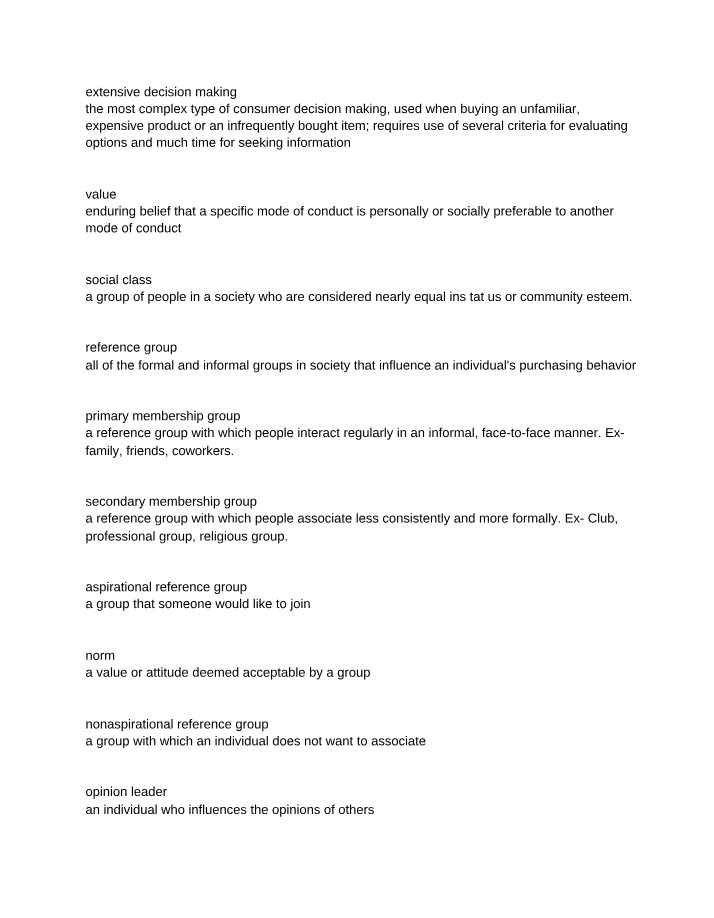 Glossary of Consumer Behavior