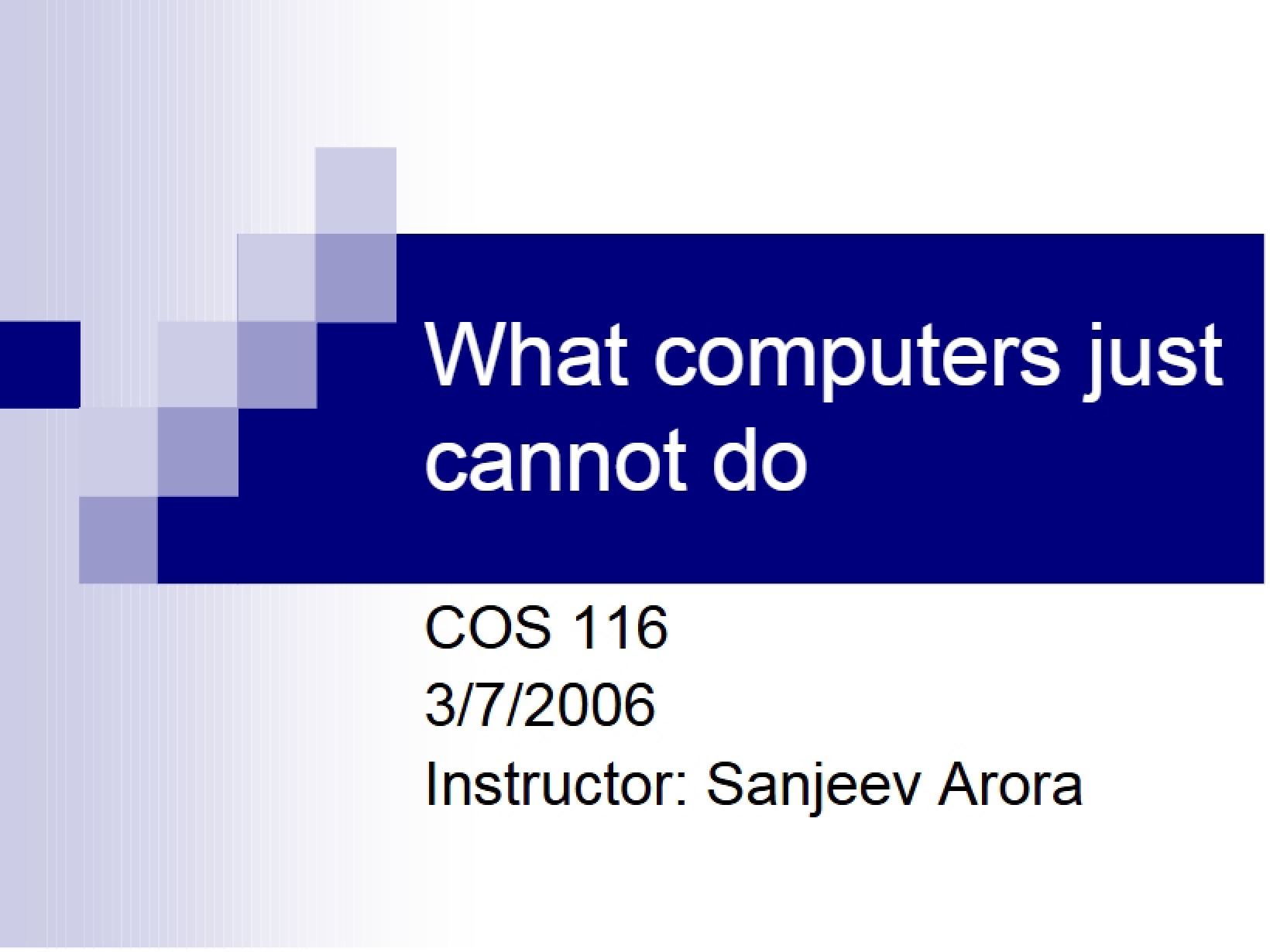 Computational Universe Class Lecture