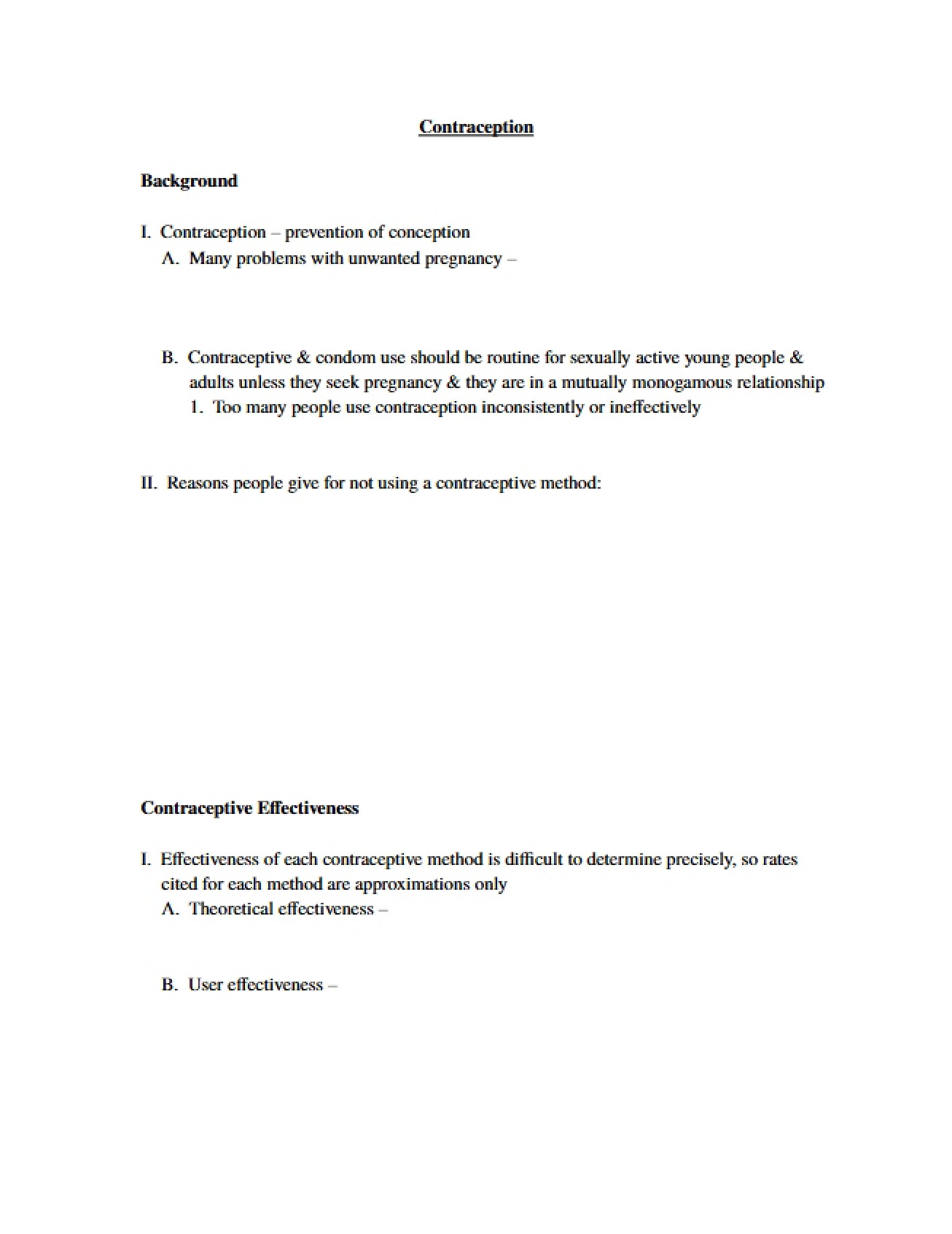 Methods of Contraception
