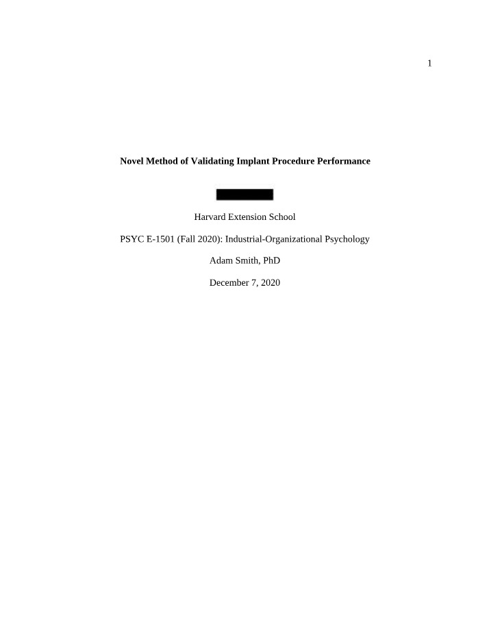 Novel Method for Implant Procedure Performance Validation