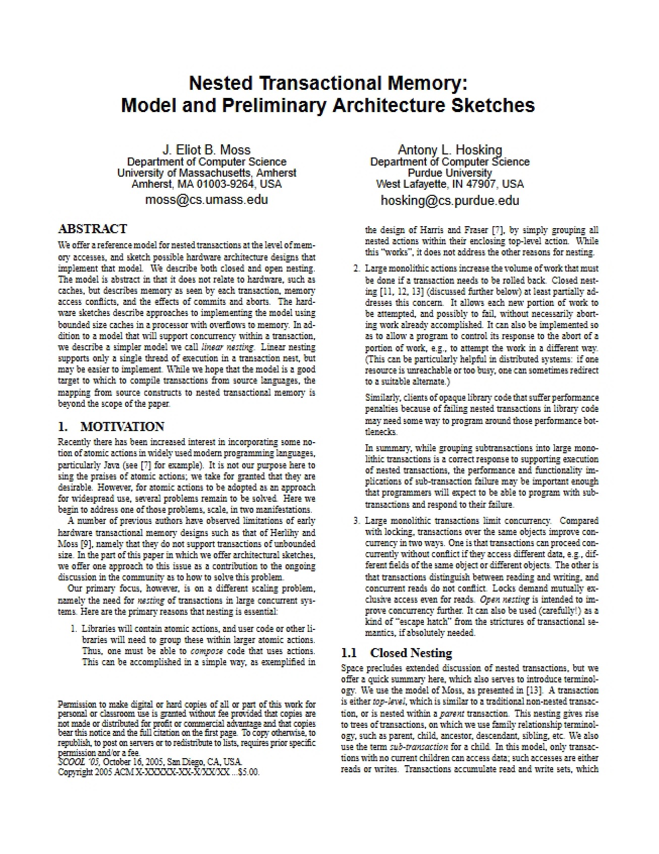 Transactional Memory Nested