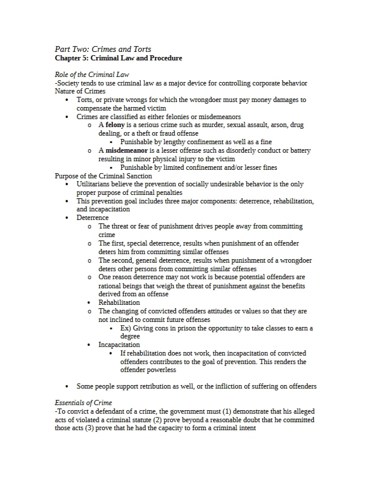 Procedure and Criminal Law Chapter 5