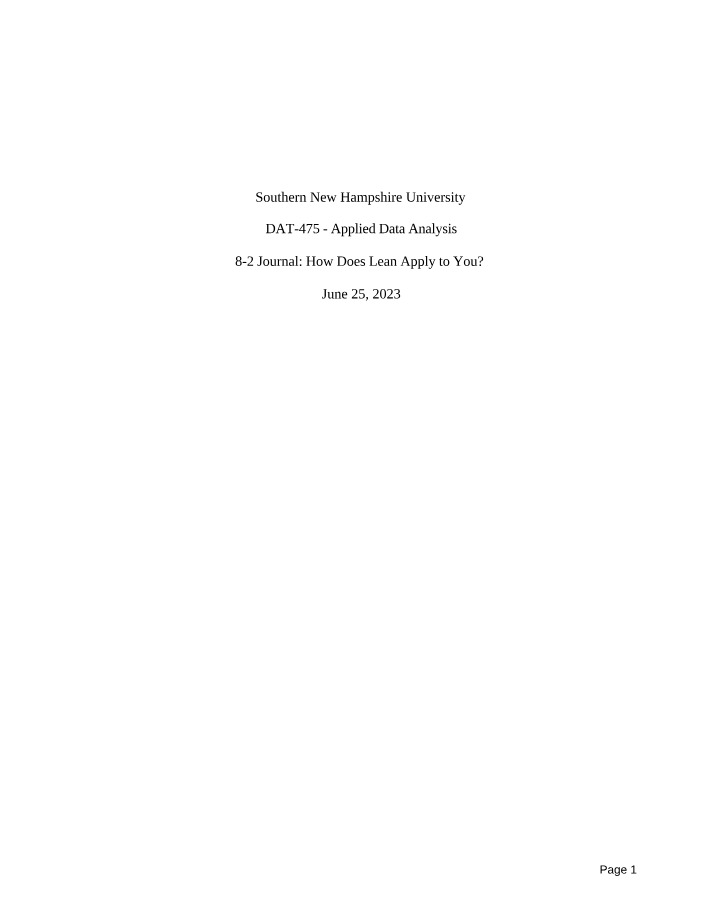 8-2 Journal - How Lean Applies to You