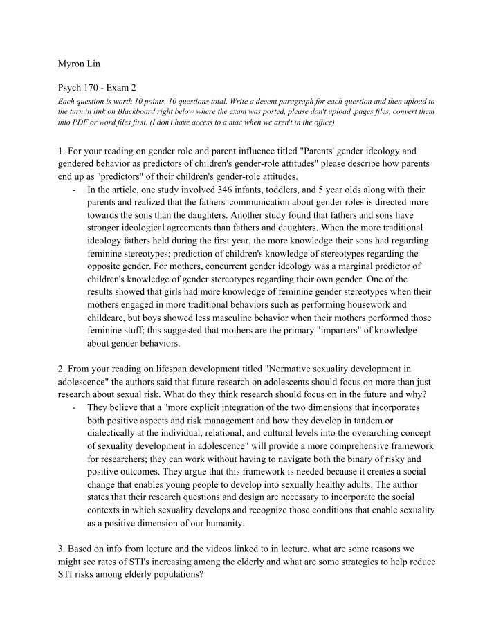Parent Influence on Children's Gender-Role Attitudes