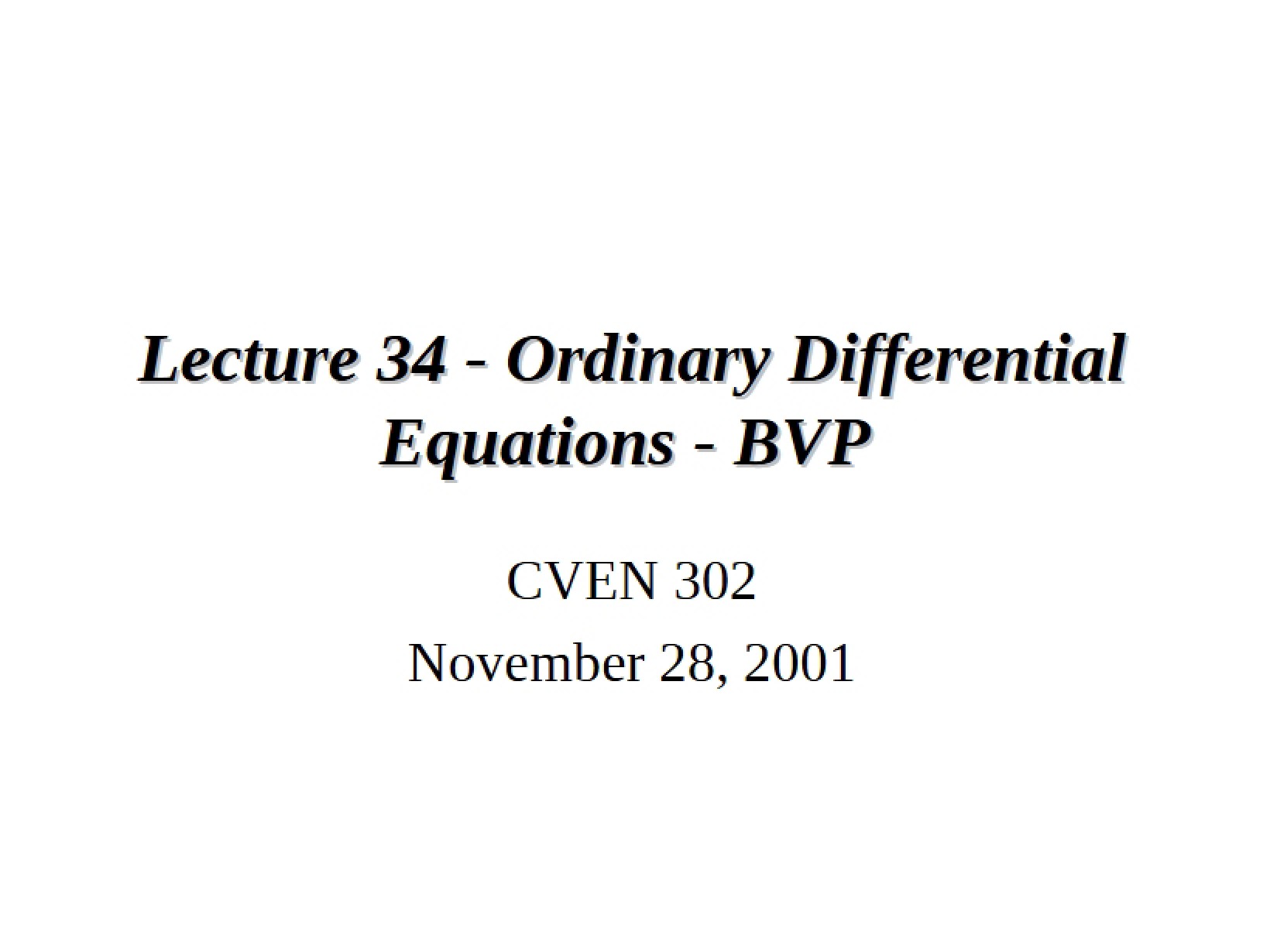 BVP Ordinary Differential Equations