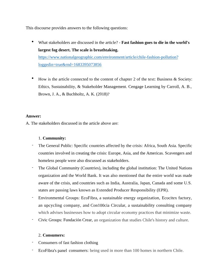 Discussion on Ethics