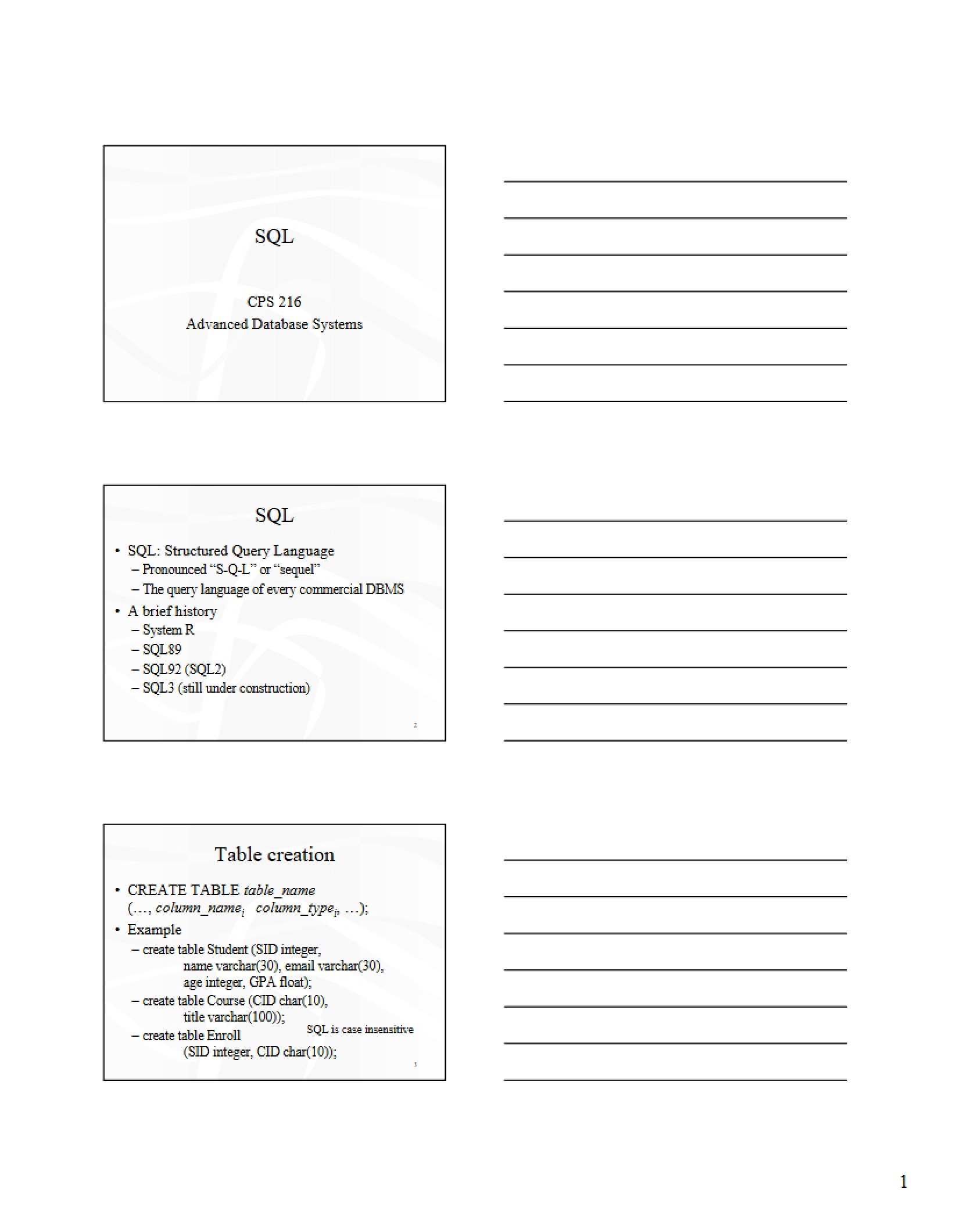 Notes on SQL