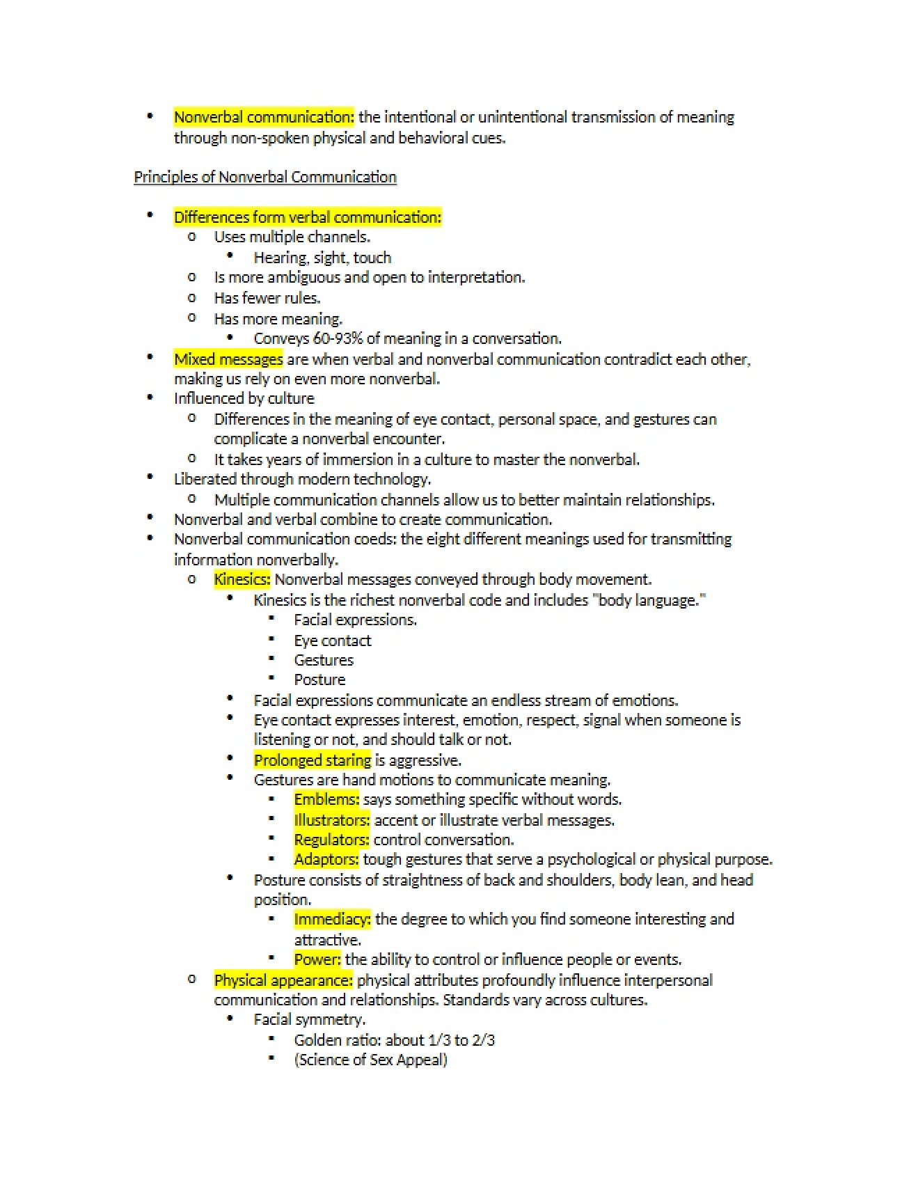 Nonverbal Communication Principles