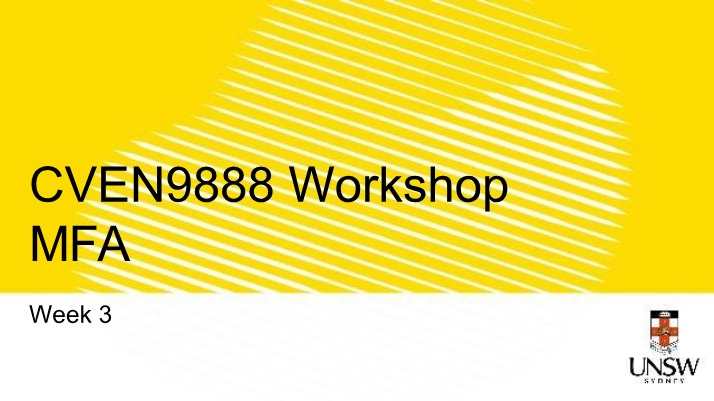 Workshop Solutions for CVEN9888