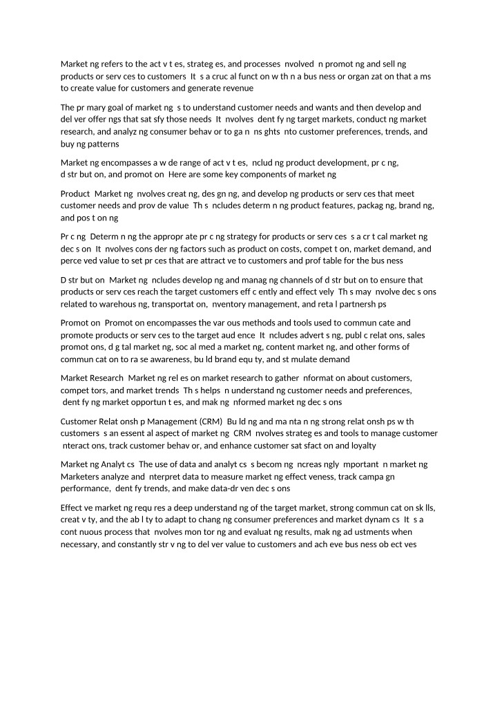 MKTG111 - Marketing Components Notes