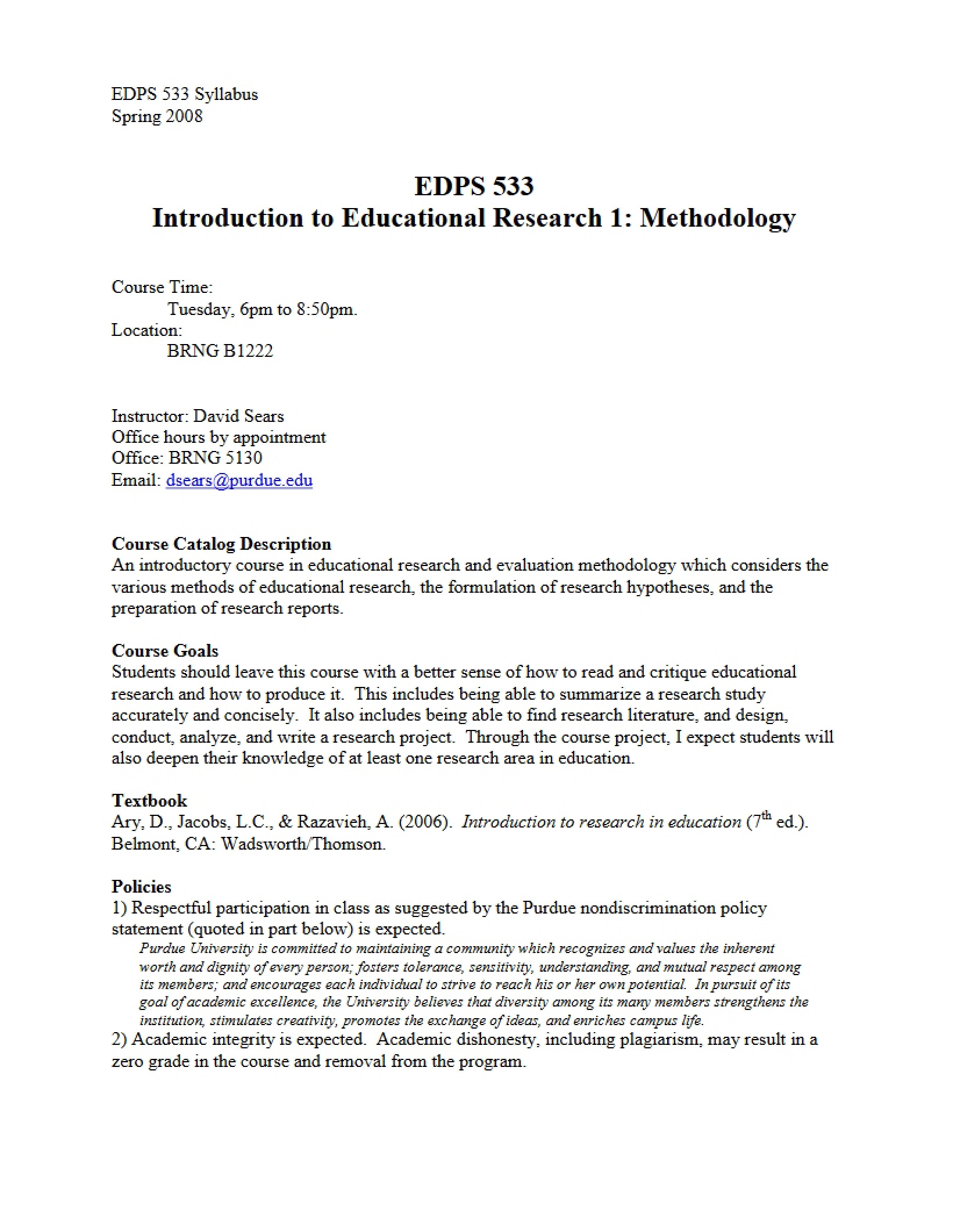 Syllabus - 3 Pages