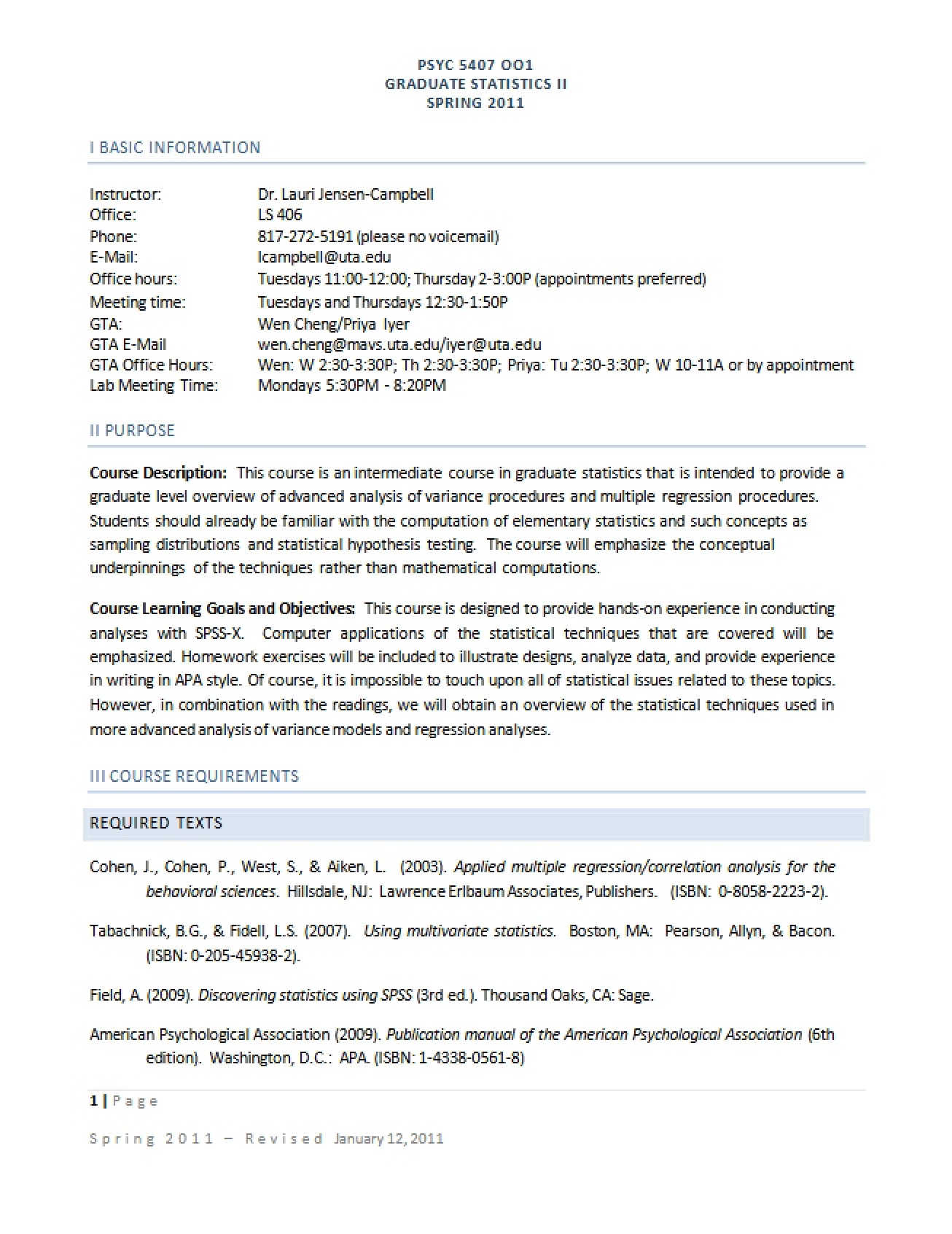 Course Syllabus D