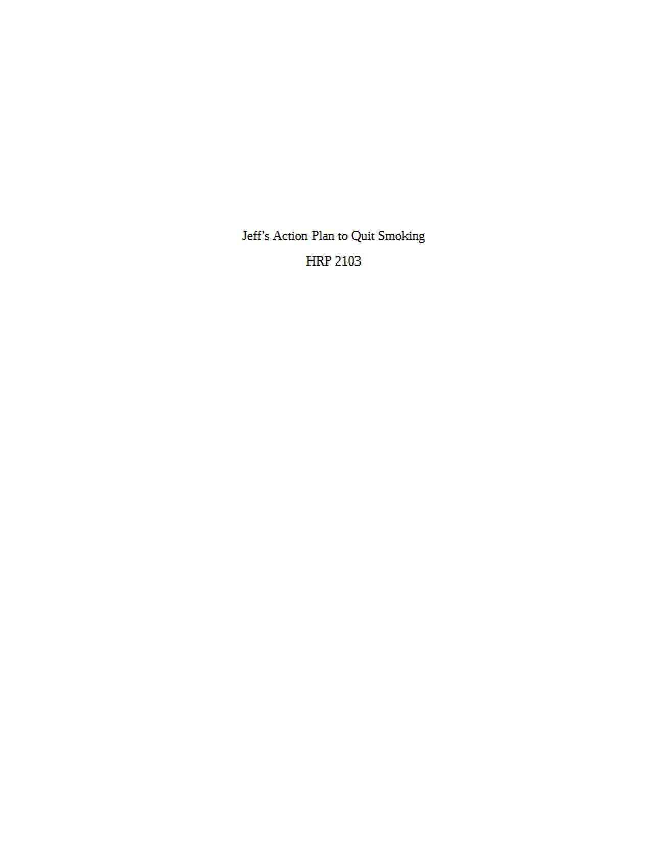 Action Plan for Jeff to Quit Smoking