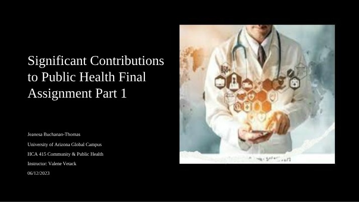 Final Assignment Part 1 - Significant Contributions to Public Health