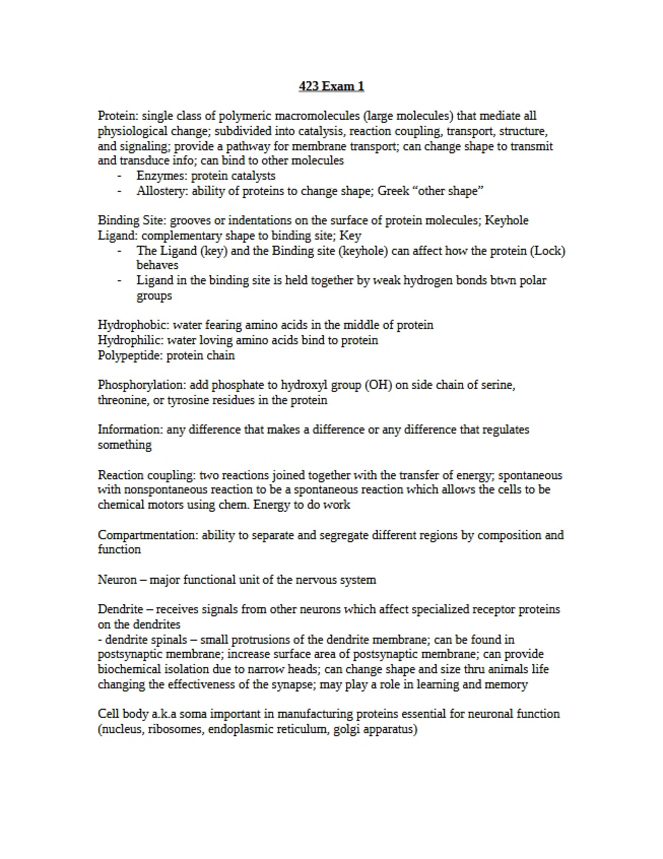 Exam 1 Outline (423)