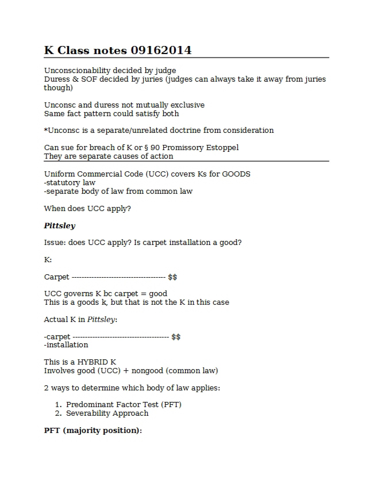 Contract Law Class Notes
