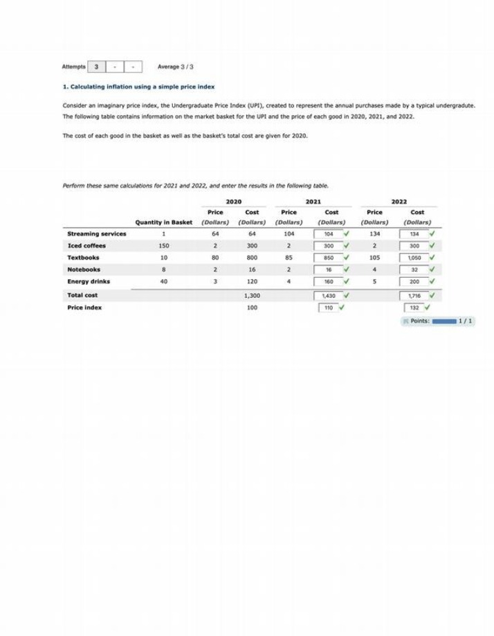 Calculating Simple Price Index Inflation for Undergraduates