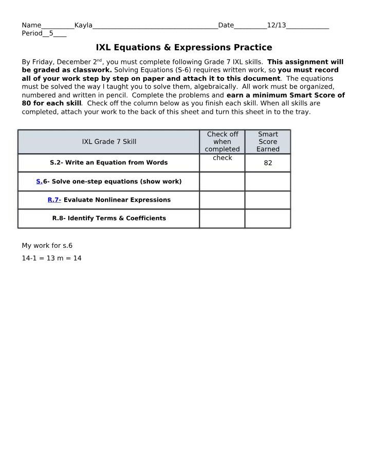 Equations & Expressions Practice