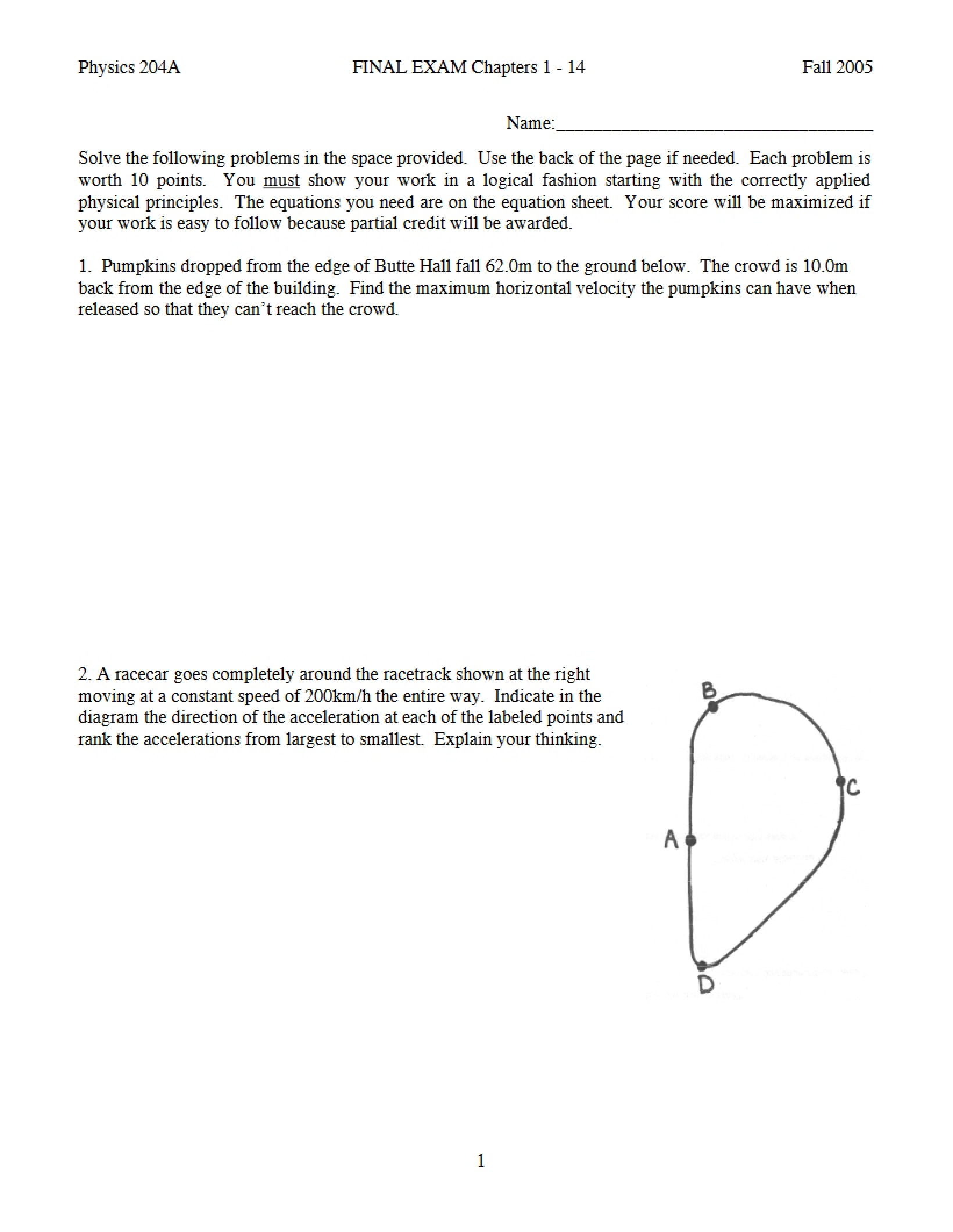End of Term Mechanics Exam