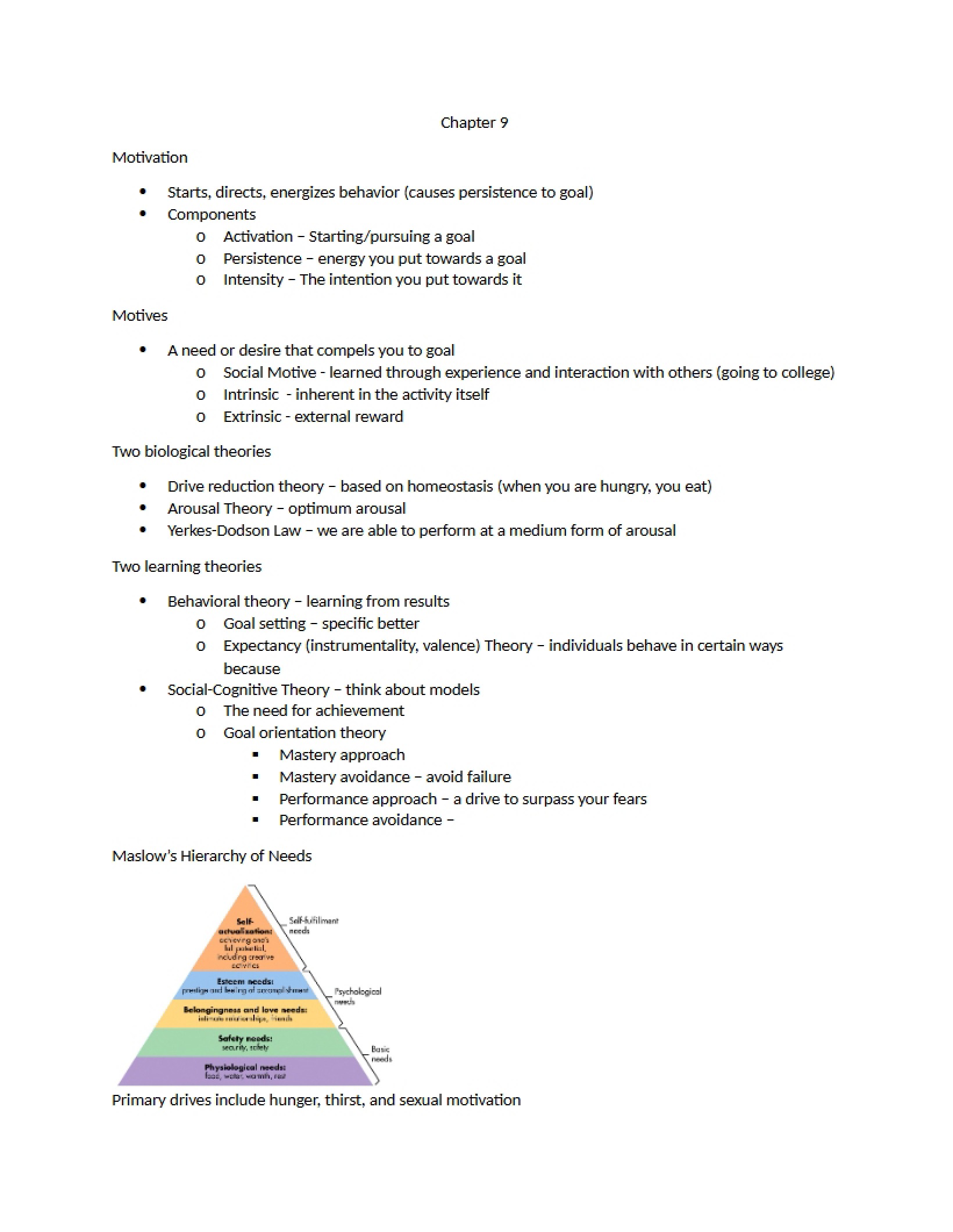 Outline of Chapter Nine