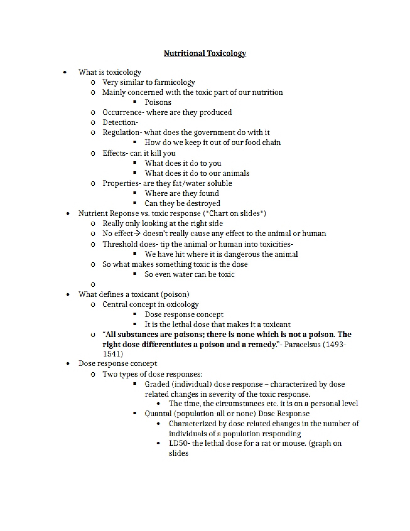 Toxicology in Nutrition