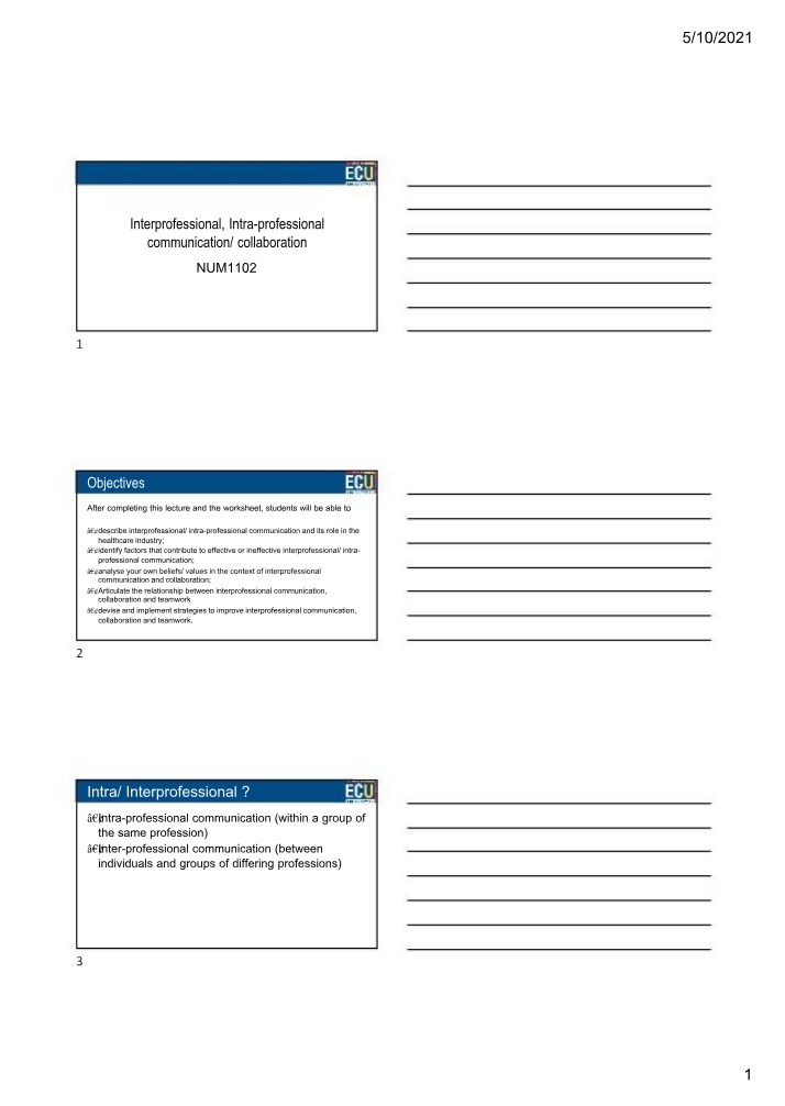 Interprofessional Communication and Collaboration