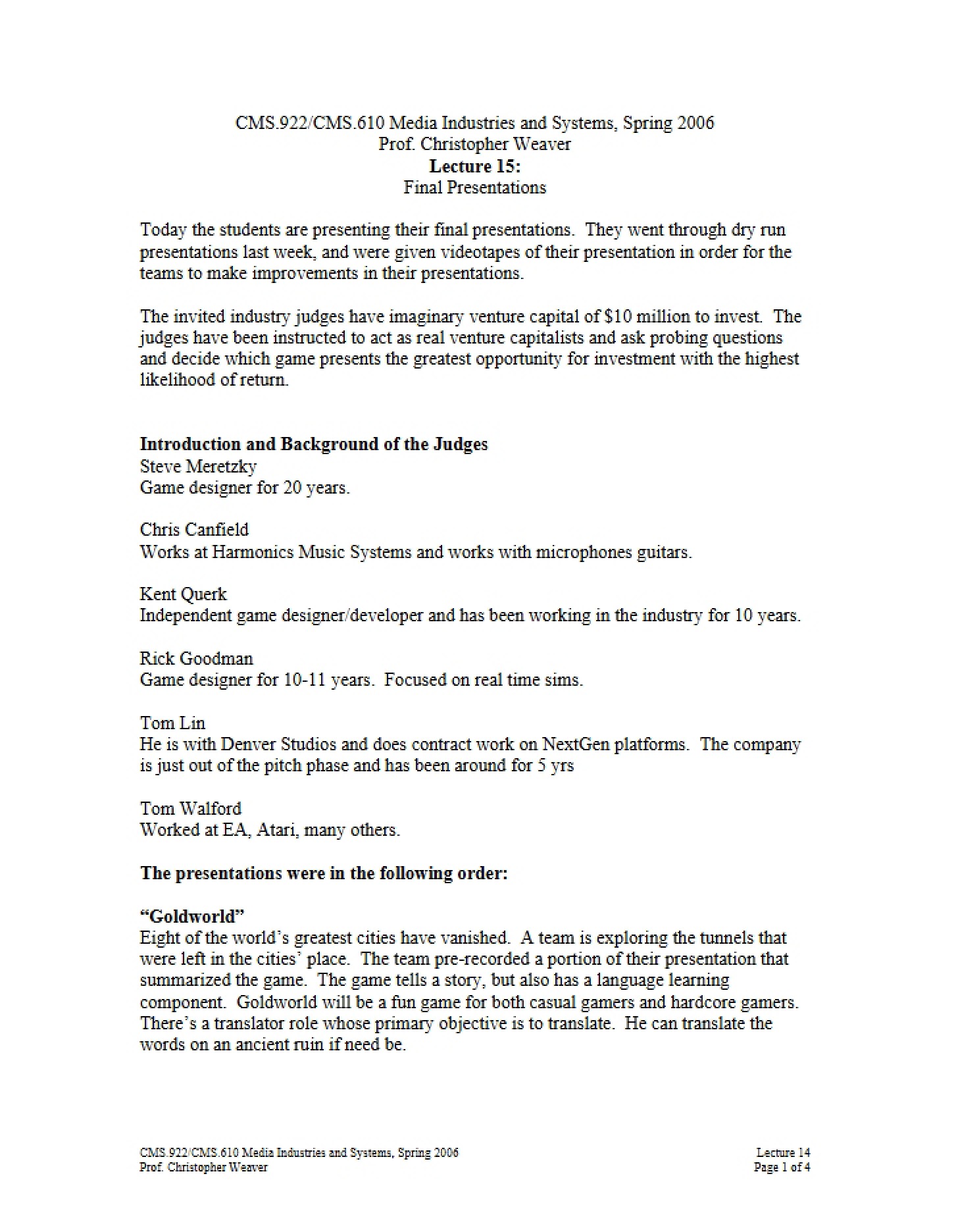 Instructional Course Notes
