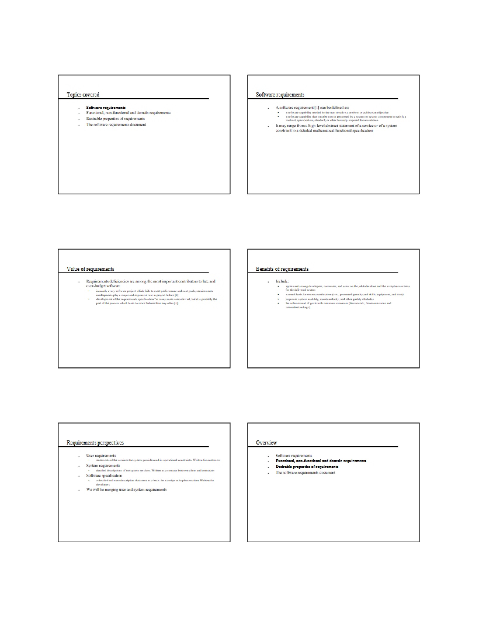 Requirements for Software