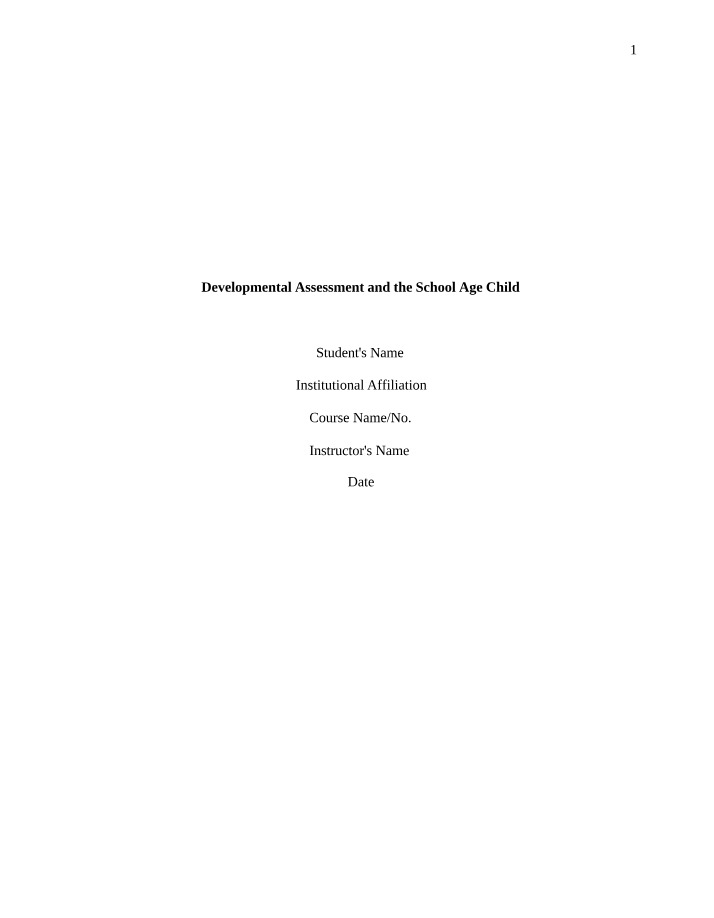 Developmental Milestones in School-Age Children