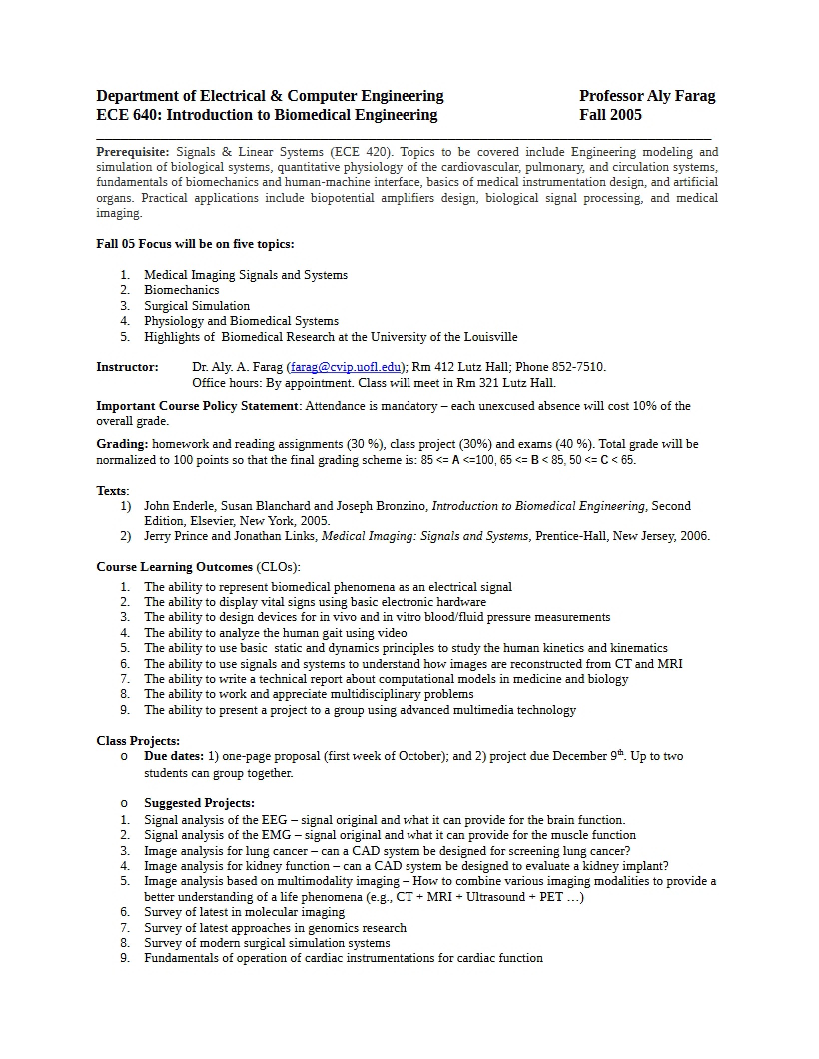 Biomedical Engineering Syllabus