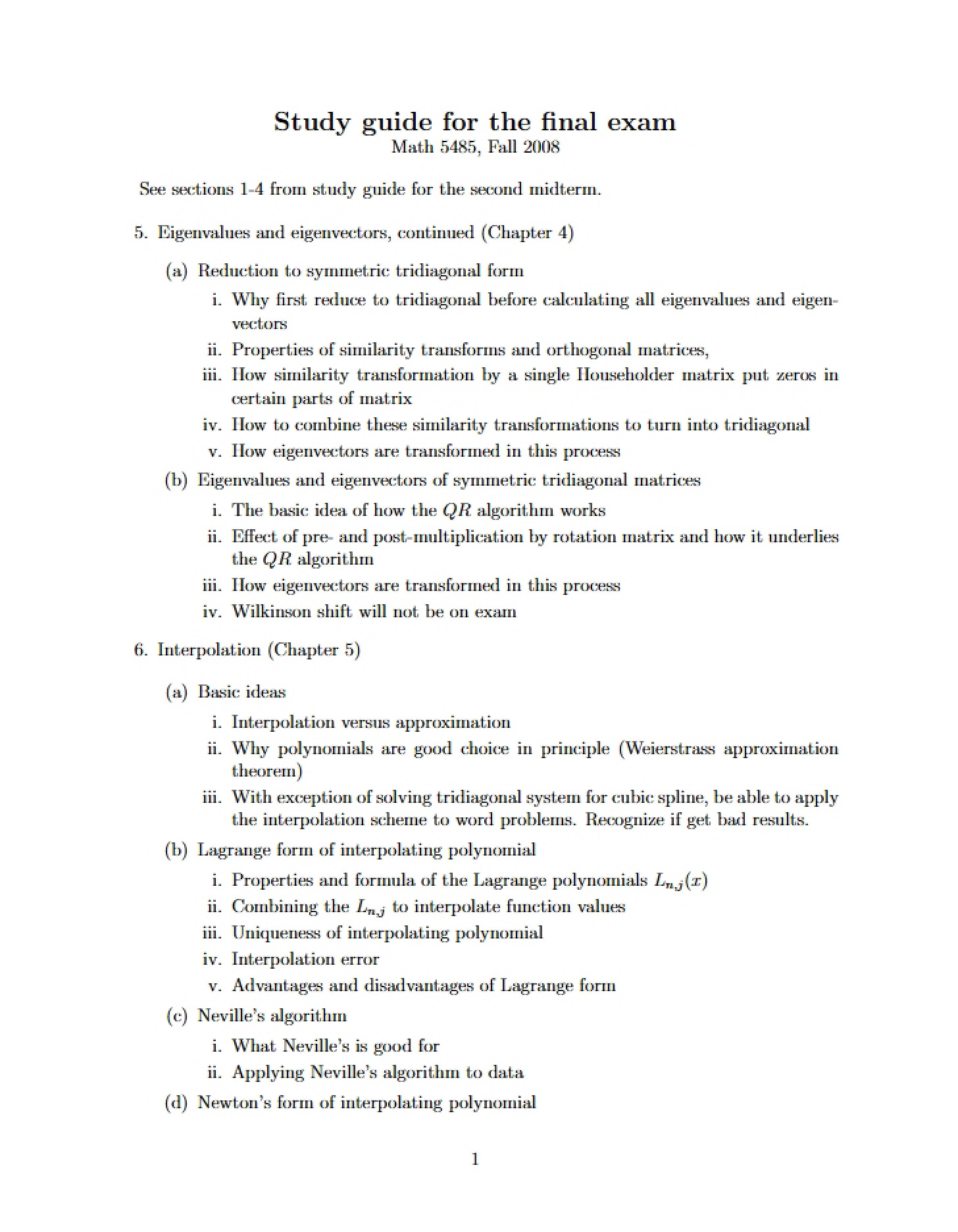 Final Exam Review Guide