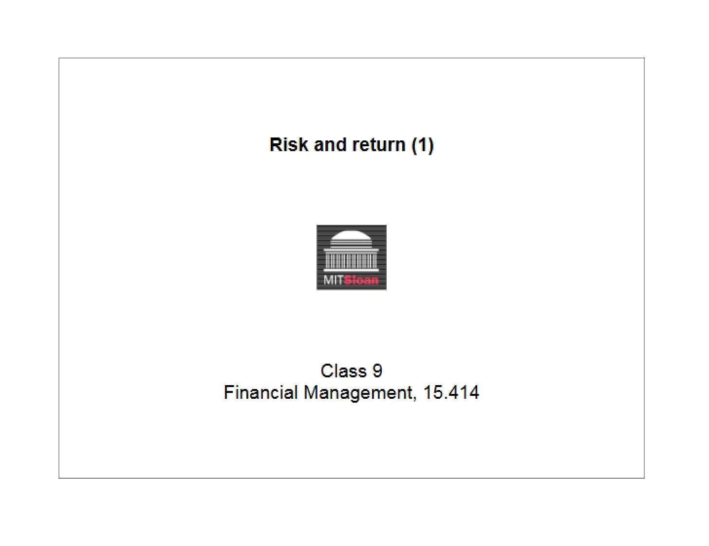 Return and Risk