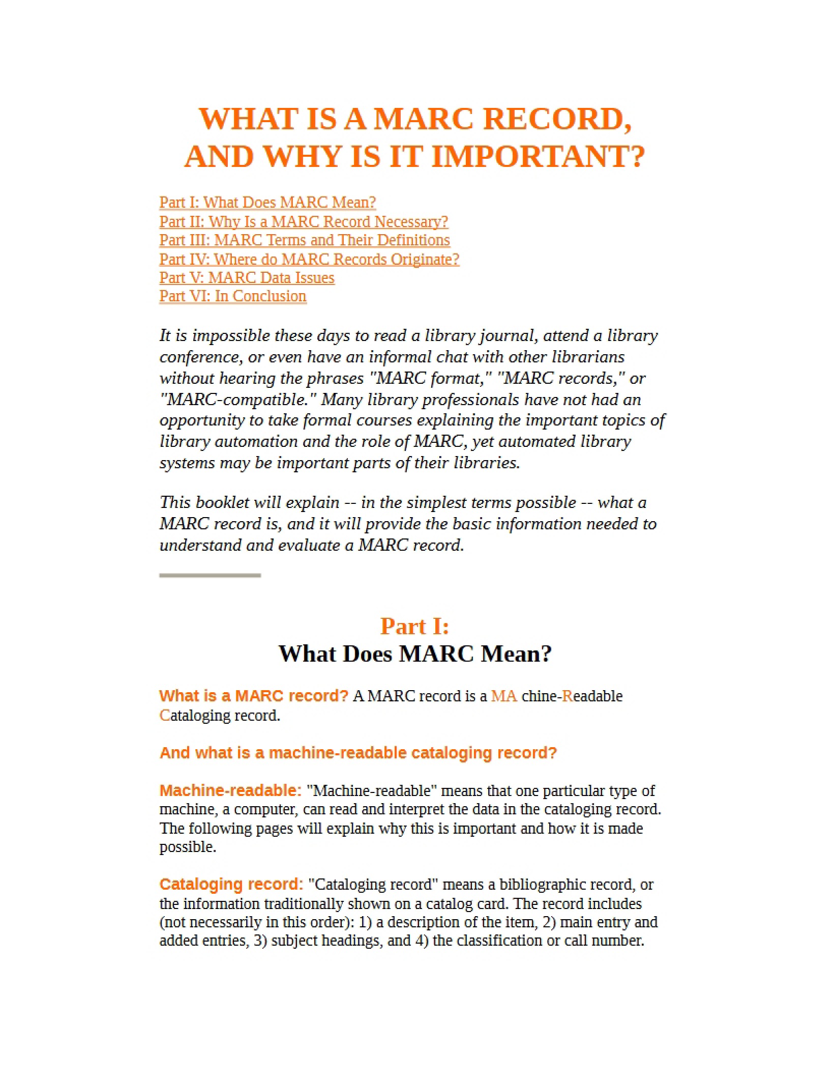 MARC Record Structure