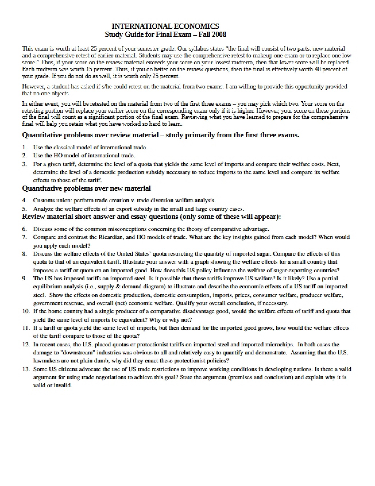 Final Exam Preparation Guide