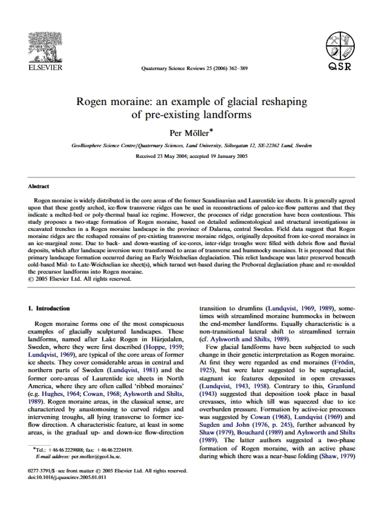 Rogen Moraine Glacial Reshaping of Landforms